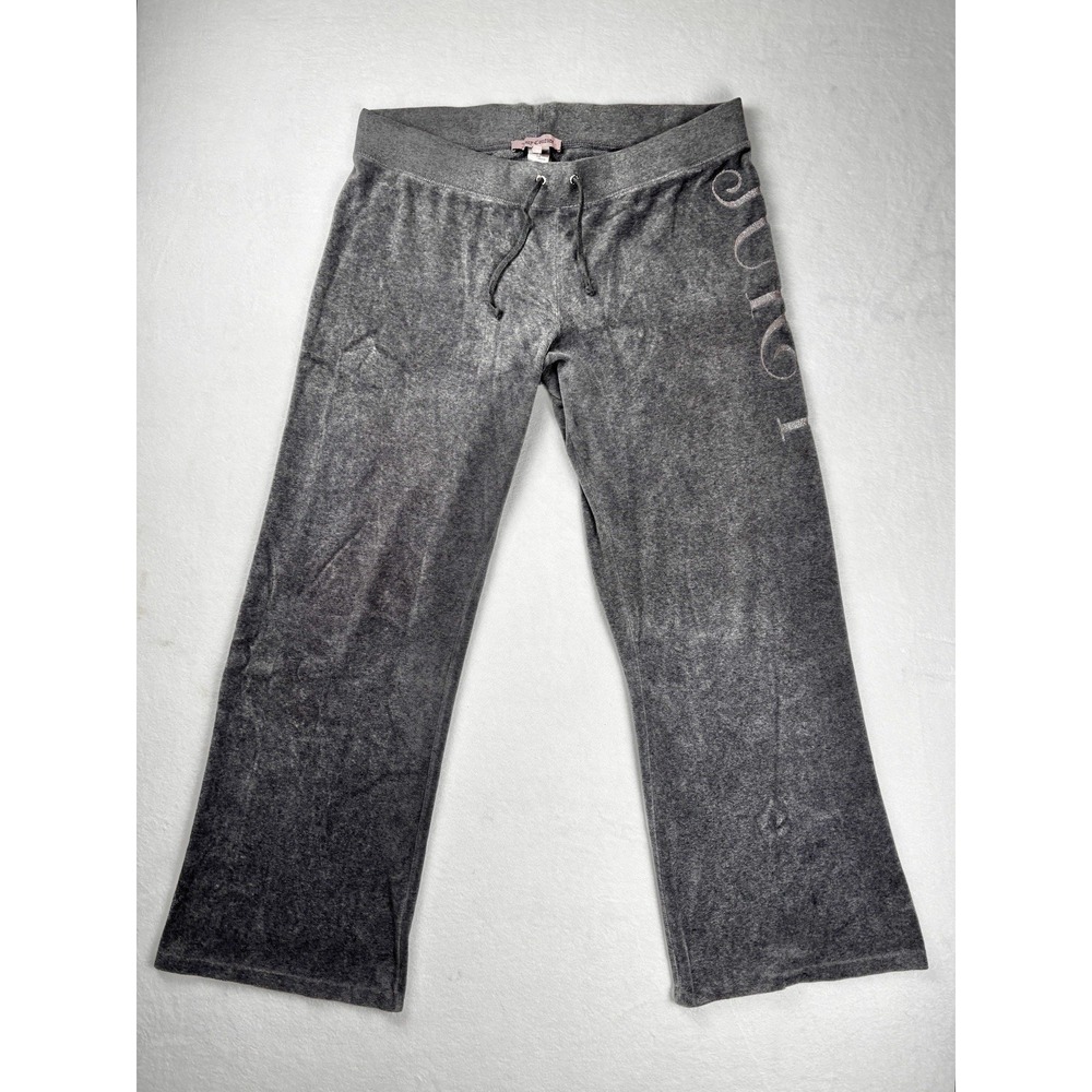 Juicy Couture Women's Velour Track Pants Gray Size XL Made In USA Y2K